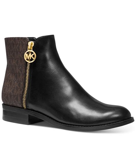 michael michael kors leather lainey flat booties black|MICHAEL Michael Kors Lainey Flats Booties, Black/Brown, 7 US.